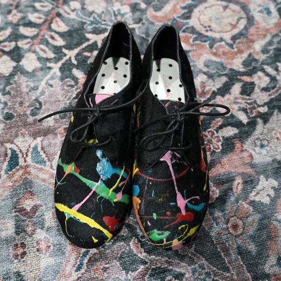 Lola Ramona Size 39 Cowhide Painted Retro Lace Up Shoes | Size 39 / US9 - Picture 8 of 12